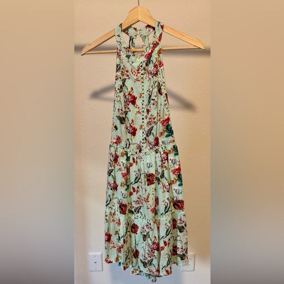 Label of Love ATL Floral Halter Low Back Fresh Mint Dress Medium - Picture 2 of 10
